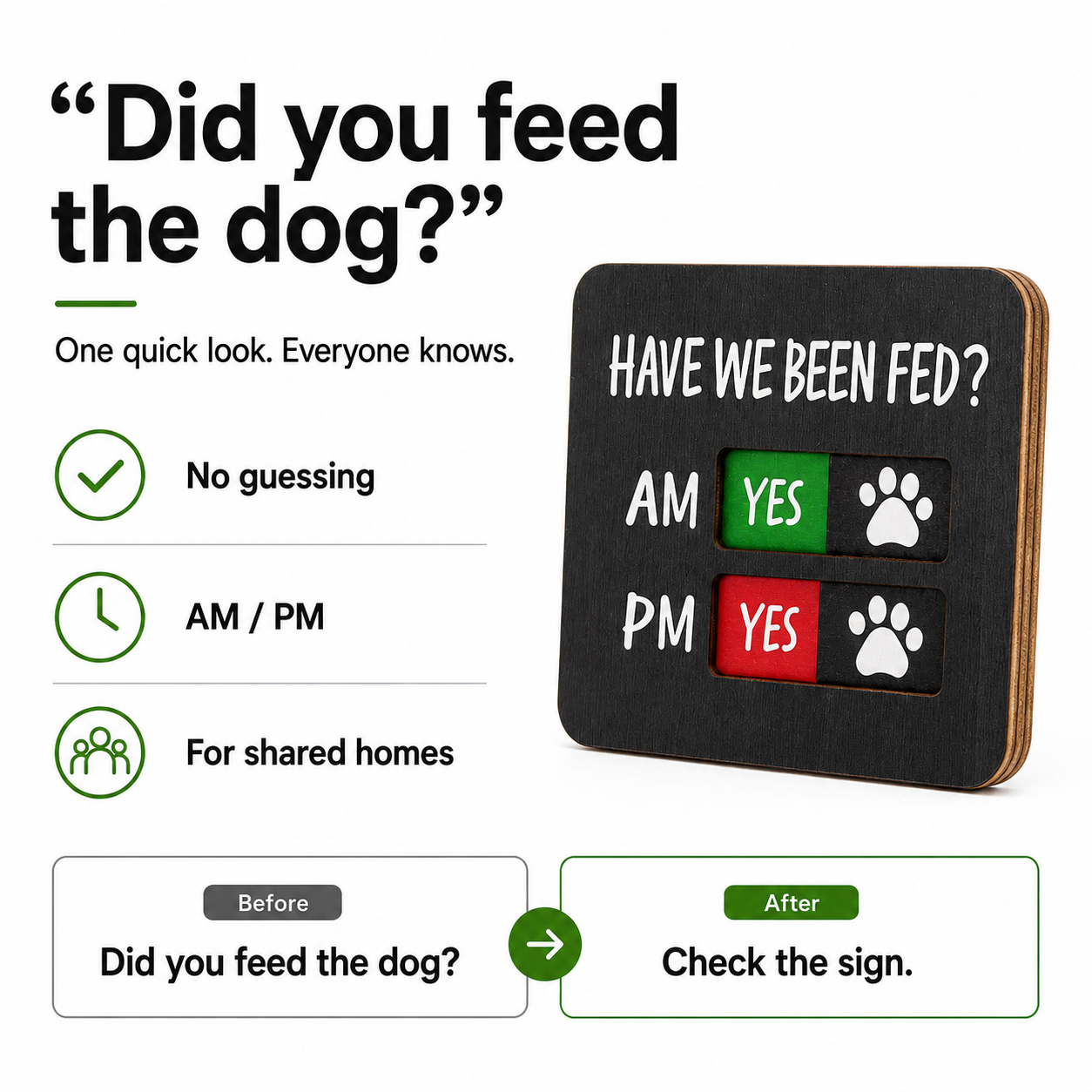 Tabla magnética para registrar las comidas de las mascotas