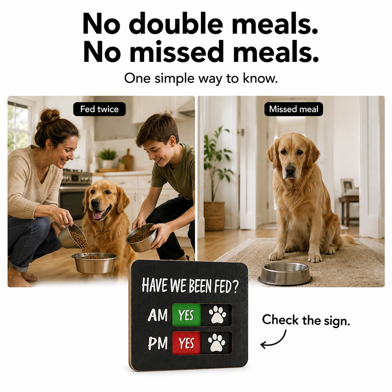 Tabla magnética para registrar las comidas de las mascotas