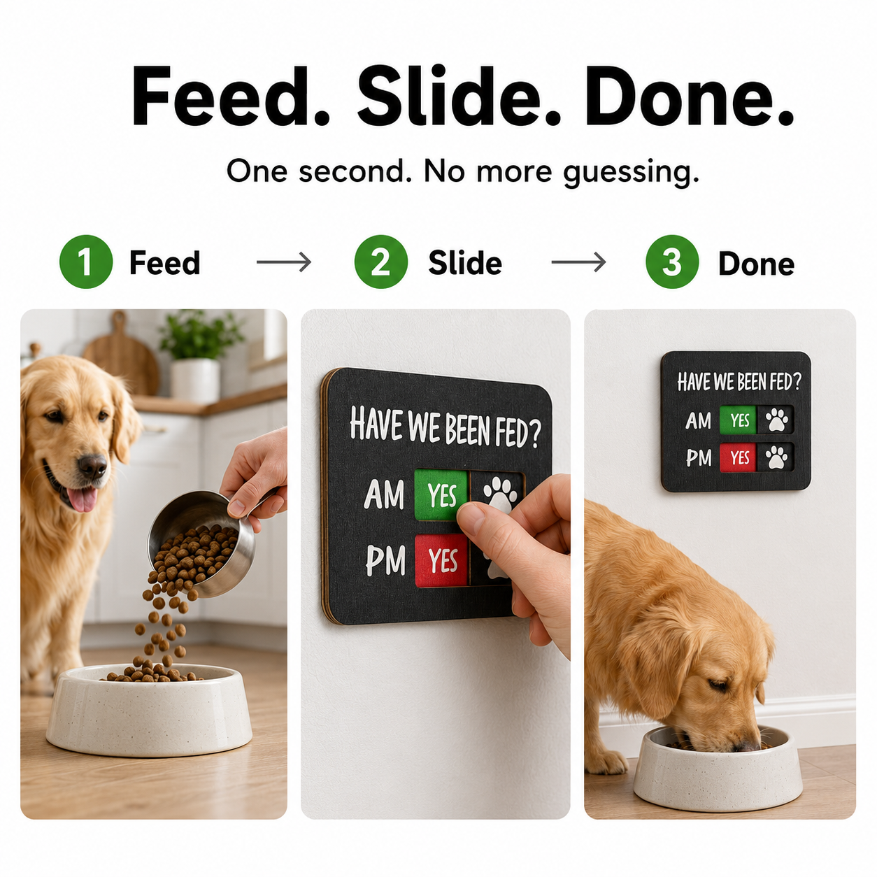 Tabla magnética para registrar las comidas de las mascotas